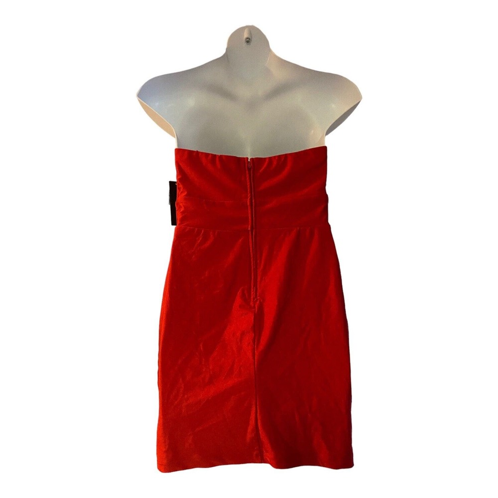 City Studio Stretchy Sweetheart Bodice Strapless Red Cocktail Party Prom Dress - Picture 9 of 13